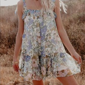 Vici Dress The Part Floral Chiffon Tie Dress